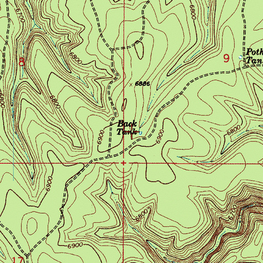 Topographic Map of Back Tank, AZ