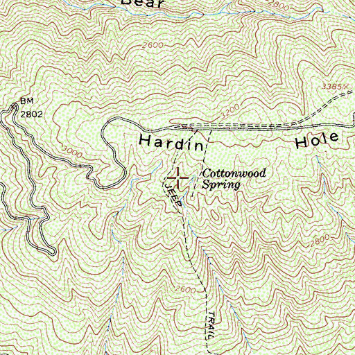 Topographic Map of Cottonwood Spring, CA