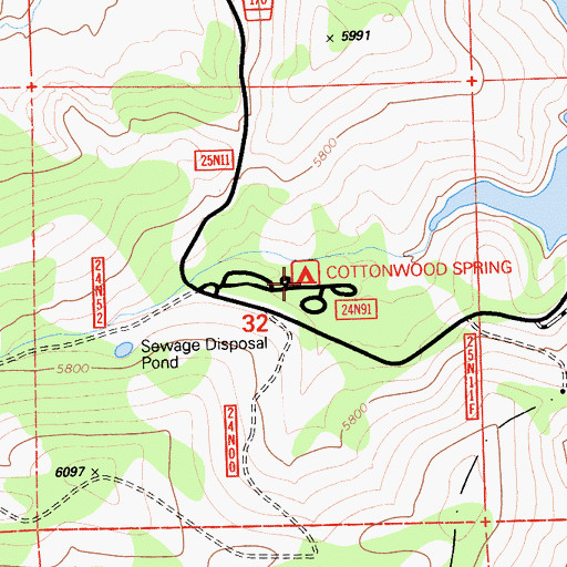 Topographic Map of Cottonwood Spring Campground, CA