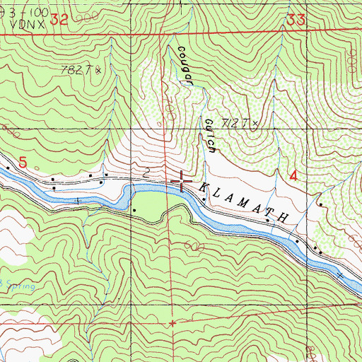 Topographic Map of Cougar Gulch, CA