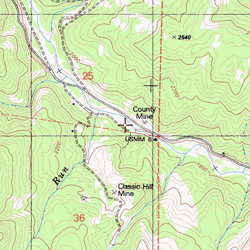 Topographic Map of County Mine, CA