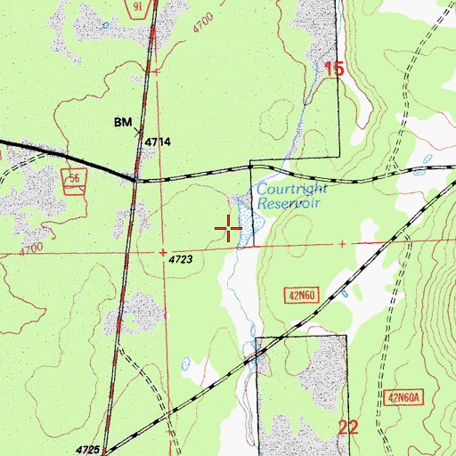 Topographic Map of Courtright Reservoir, CA
