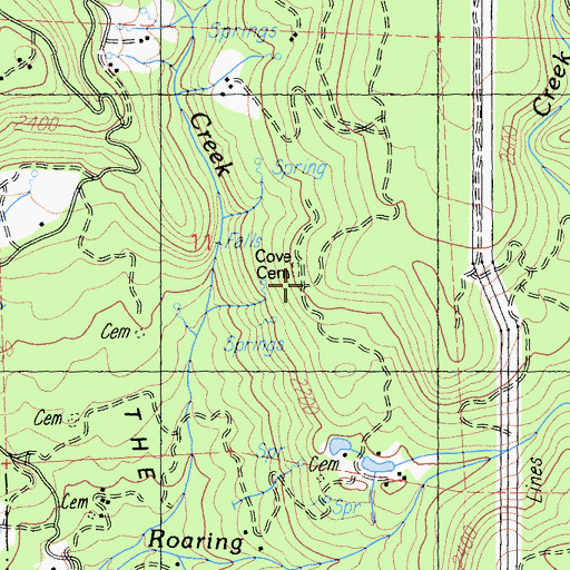 Topographic Map of Cove Cemetery, CA
