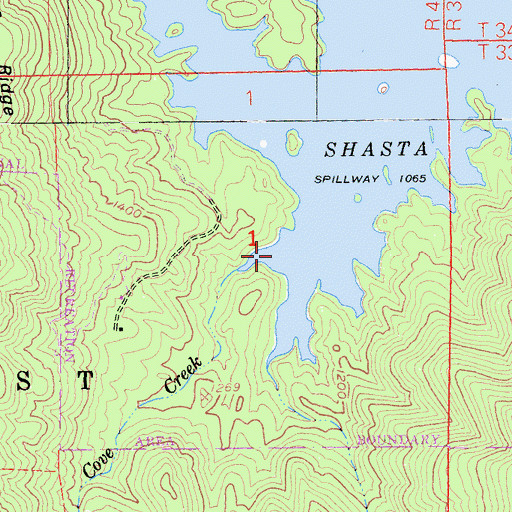 Topographic Map of Cove Creek, CA