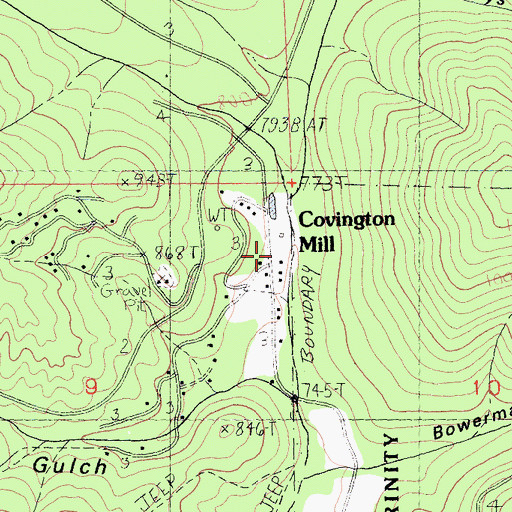 Topographic Map of Covington Mill, CA
