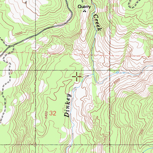 Topographic Map of Cow Creek, CA
