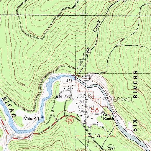 Topographic Map of Cow Creek, CA