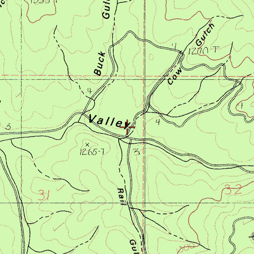Topographic Map of Cow Gulch, CA
