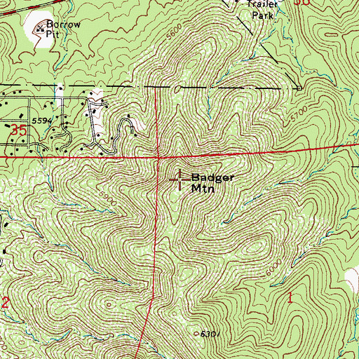 Topographic Map of Badger Mountain, AZ