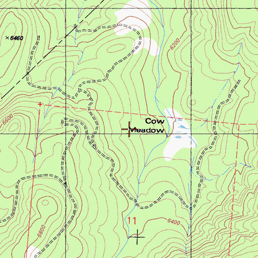 Topographic Map of Cow Meadow, CA