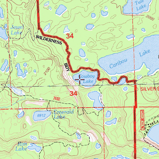 Topographic Map of Cowboy Lake, CA