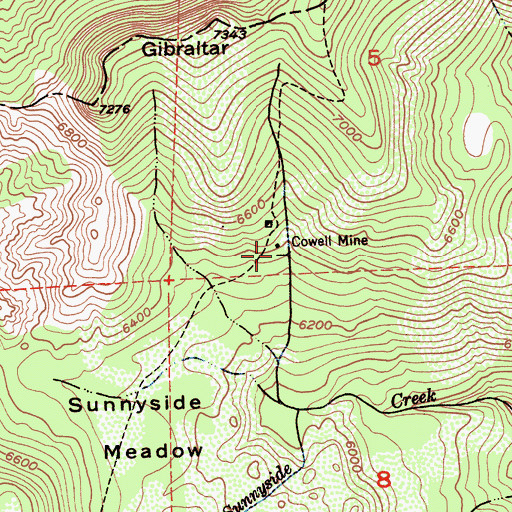 Topographic Map of Cowell Mine, CA