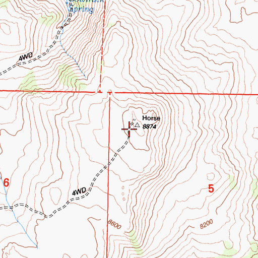 Topographic Map of Cowtrack Mountain, CA