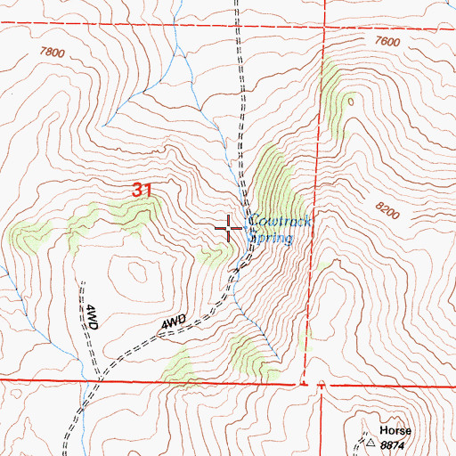 Topographic Map of Cowtrack Spring, CA