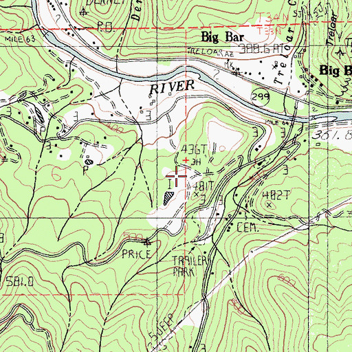 Topographic Map of Cox Bar School, CA