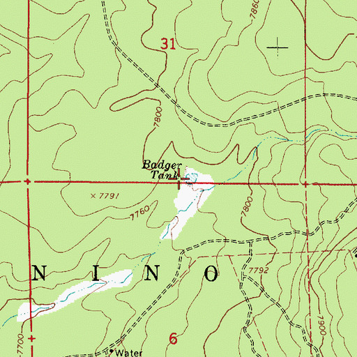 Topographic Map of Badger Tank, AZ