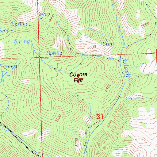 Topographic Map of Coyote Flat, CA