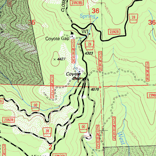 Topographic Map of Coyote Gap, CA