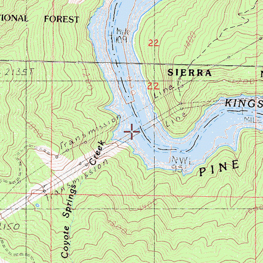 Topographic Map of Coyote Springs Creek, CA