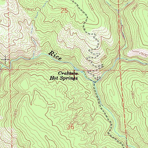Topographic Map of Crabtree Hot Springs, CA