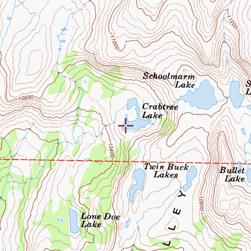 Topographic Map of Crabtree Lake, CA
