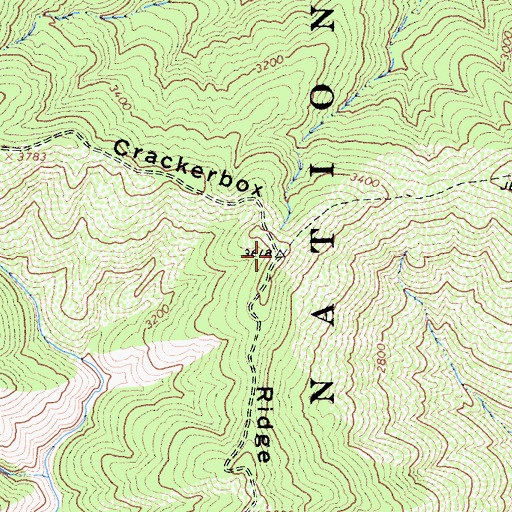 Topographic Map of Crackerbox Ridge, CA
