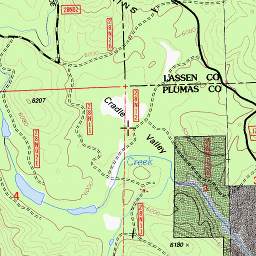 Topographic Map of Cradle Valley, CA