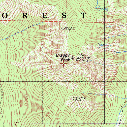 Topographic Map of Craggy Peak, CA
