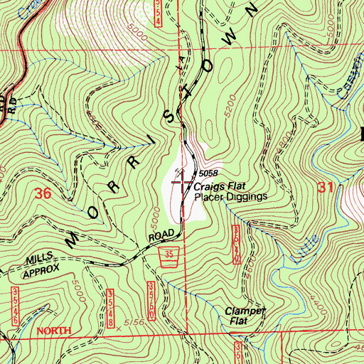 Topographic Map of Craigs Flat, CA
