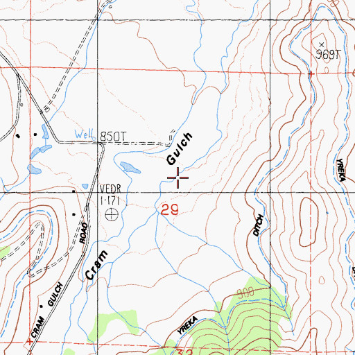 Topographic Map of Cram Gulch, CA