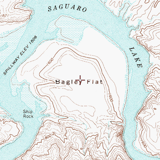 Topographic Map of Bagley Flat, AZ