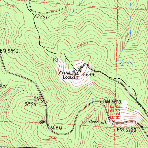 Topographic Map of Crane Flat Lookout, CA