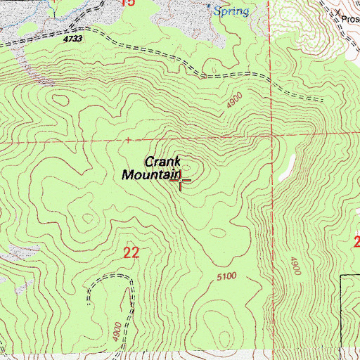 Topographic Map of Crank Mountain, CA