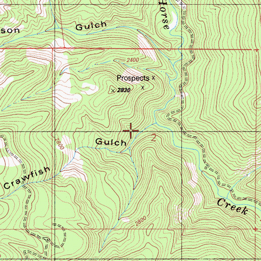 Topographic Map of Crawfish Gulch, CA