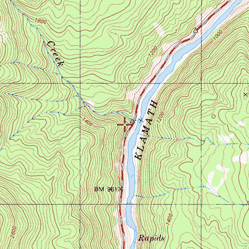 Topographic Map of Crawford Creek, CA