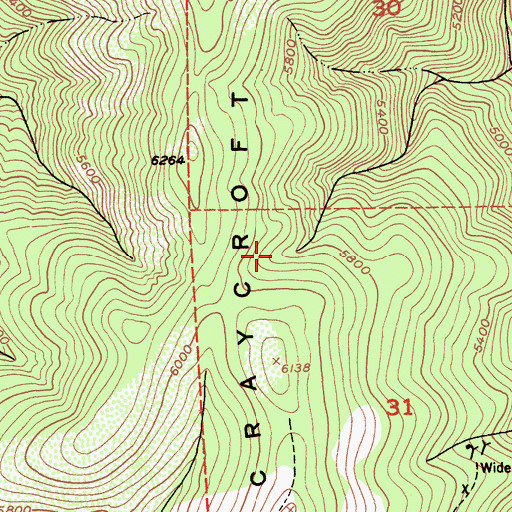 Topographic Map of Craycroft Ridge, CA