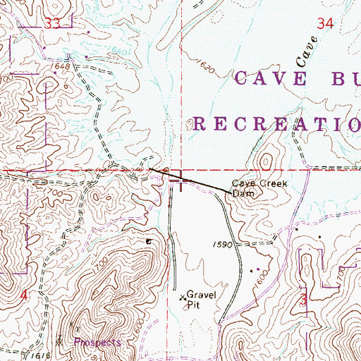 Topographic Map of Cave Creek Dam, AZ