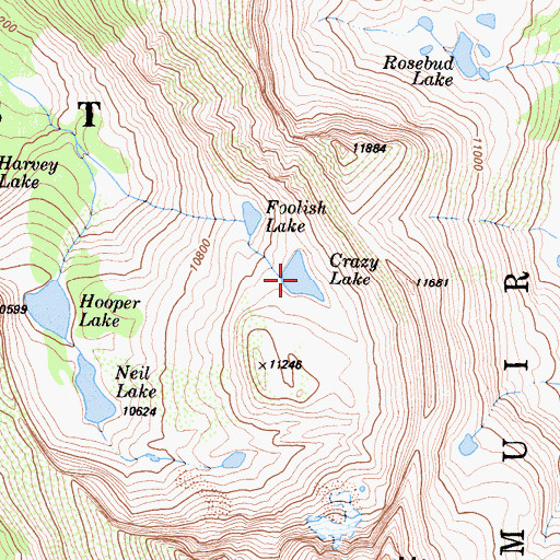 Topographic Map of Crazy Lake, CA