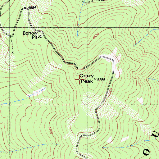 Topographic Map of Crazy Peak, CA