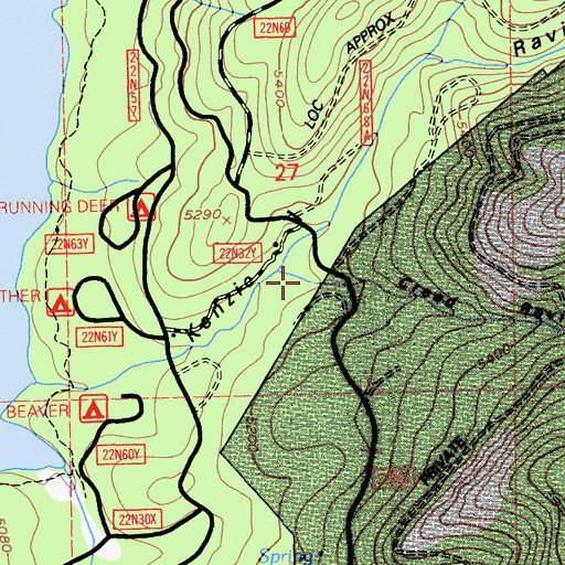 Topographic Map of Creed Ravine, CA
