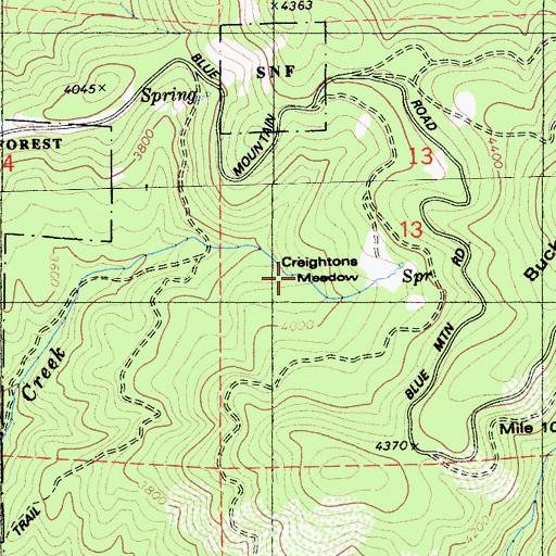 Topographic Map of Creightons Meadow, CA