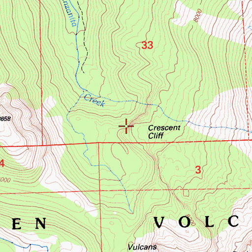 Topographic Map of Crescent Cliff, CA