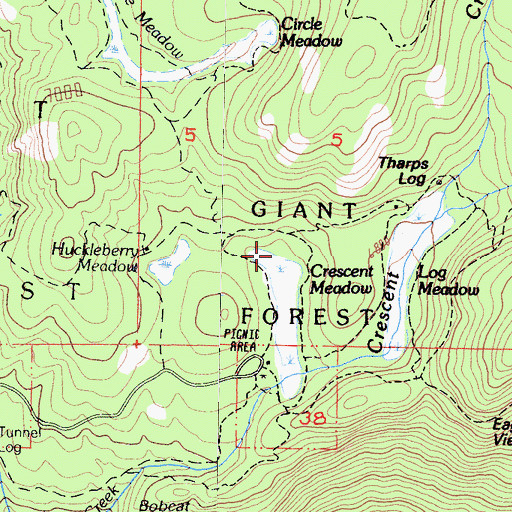 Topographic Map of Crescent Meadow, CA