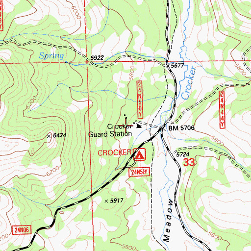 Topographic Map of Crocker Guard Station, CA
