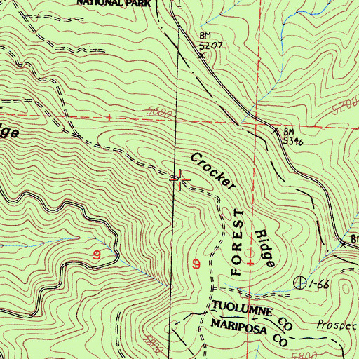 Topographic Map of Crocker Ridge, CA