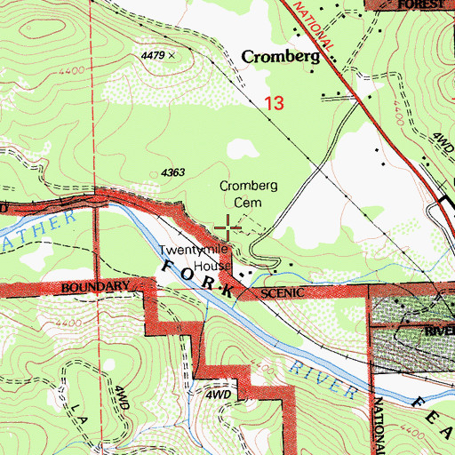 Topographic Map of Cromberg Cemetery, CA