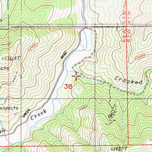 Topographic Map of Crooked Gulch, CA