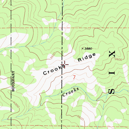 Topographic Map of Crooks Ridge, CA
