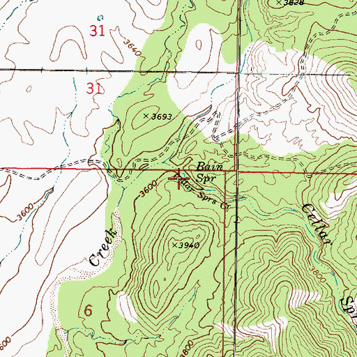 Topographic Map of Bain Spring, AZ