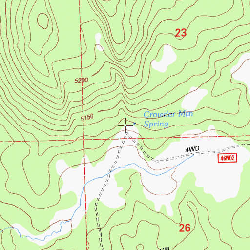 Topographic Map of Crowder Mountain Spring, CA